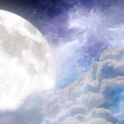moon, clouds, nebula
