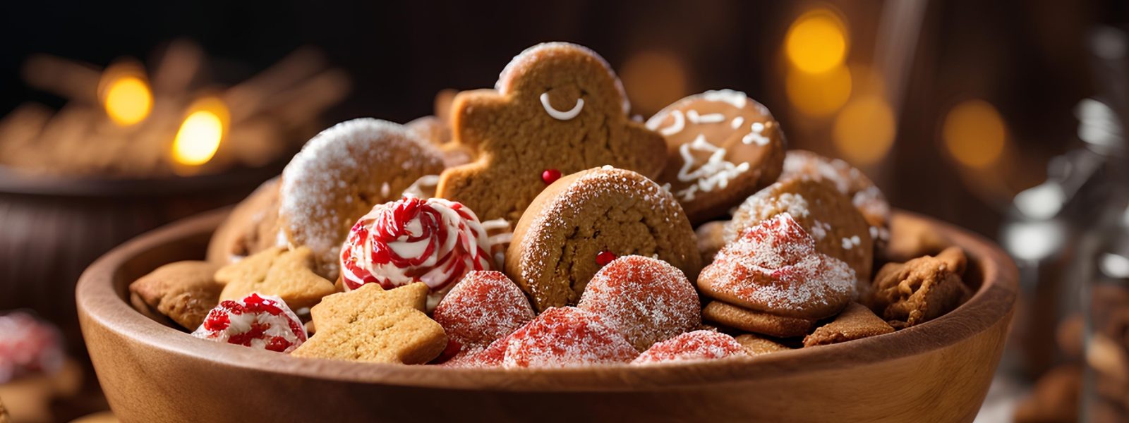 a small gingerbread man in a bowl of gingerbread