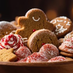 a small gingerbread man in a bowl of gingerbread