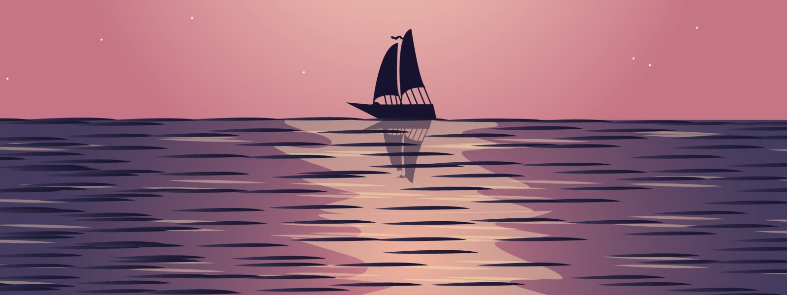 stylised silhouette of a yacht