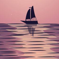 stylised silhouette of a yacht