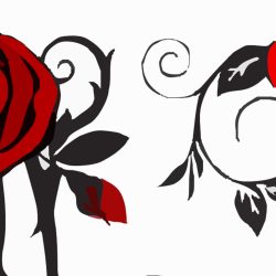 artwork of stems of red roses